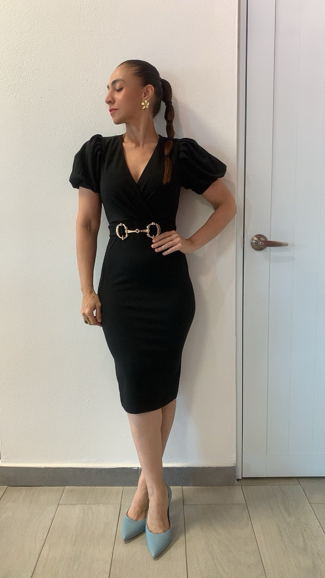 Black Puff Sleeves Dress