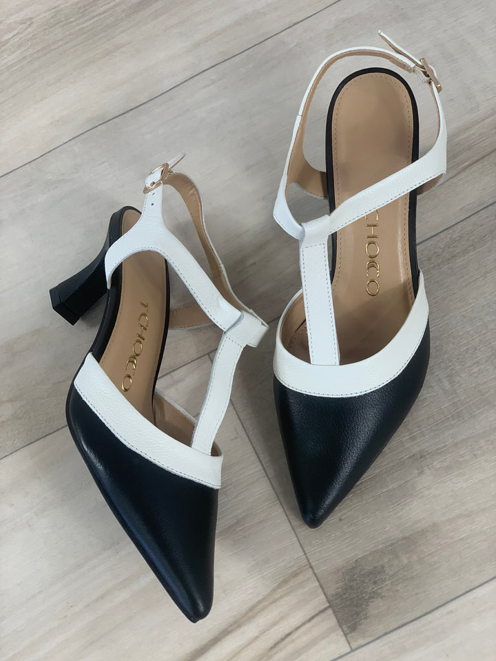 Tchocco Black & White Heels