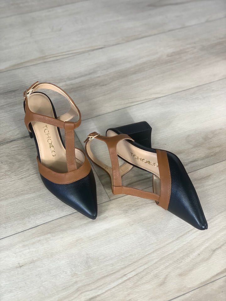 Tchocco Black Caramel Block Heels