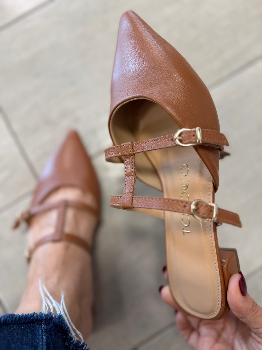 Tchocco Whisky Strappy Mules