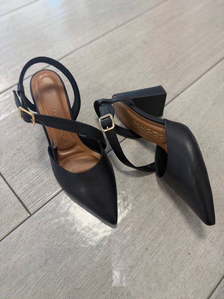 Tchocco 3" Black CC Strap Block Heels