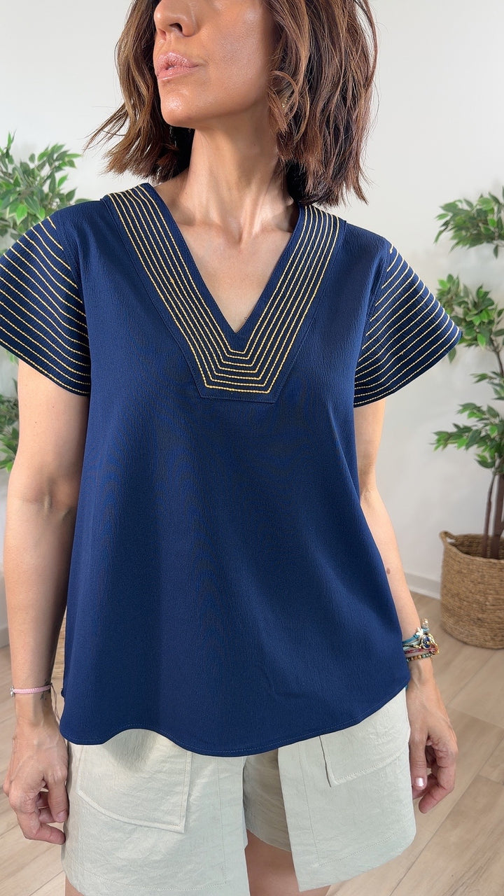 Meta Navy Top