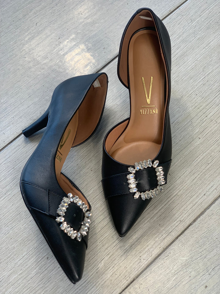 Vizzano Black Rhinestones Buckle Heels