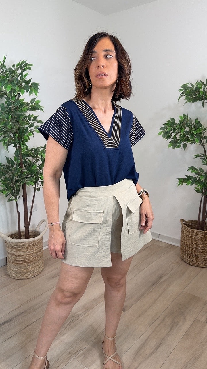 Meta Navy Top