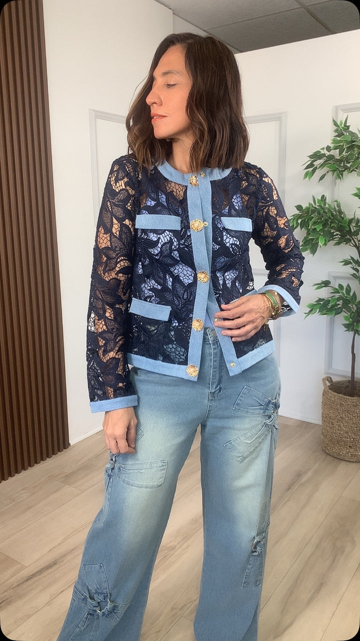 Dicha Navy Denim Jacket
