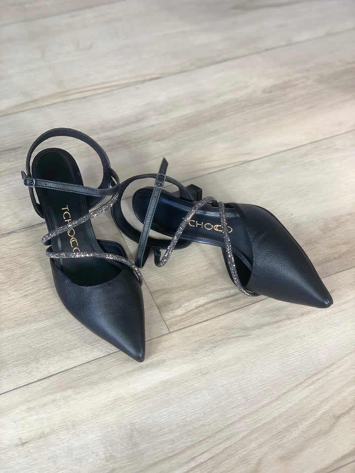 Tchocco Preto Rhinestones Classic Heels