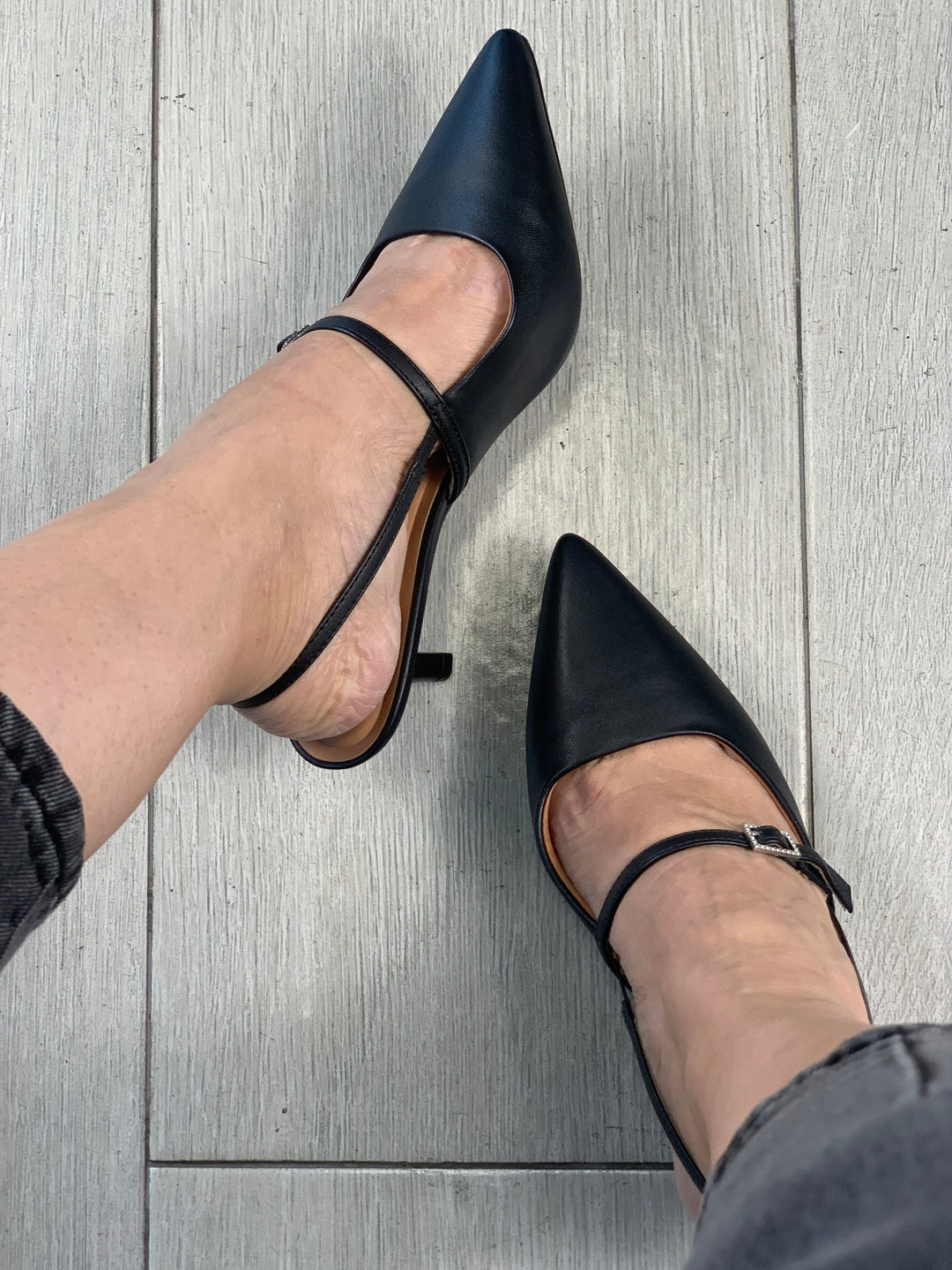 Vizzano 1” Black Mary Janes Kitten Heel