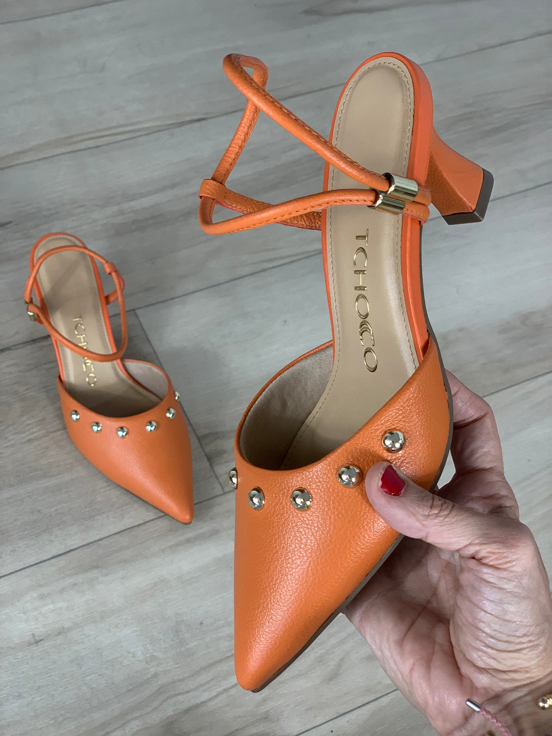 Tchocco Caramel Studs Heels