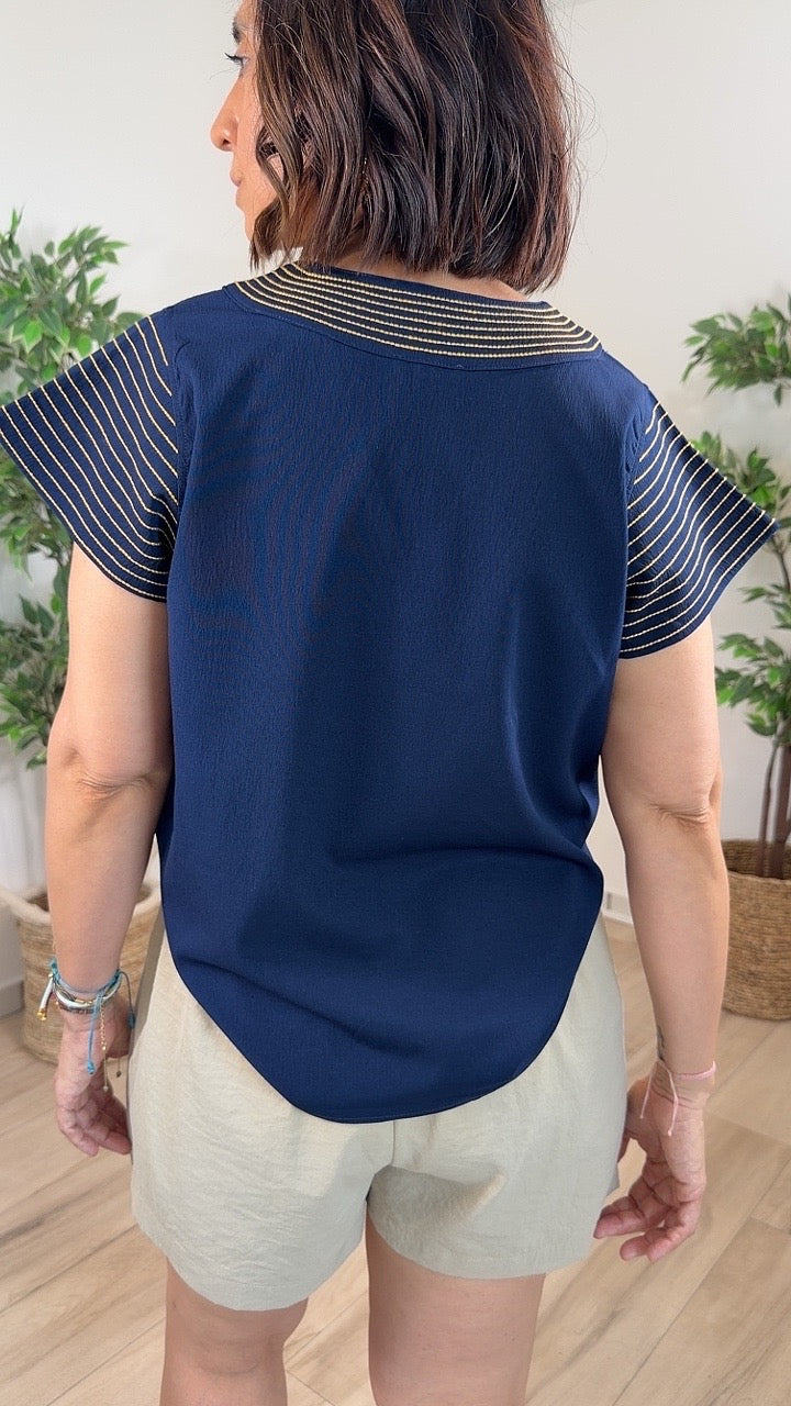 Meta Navy Top