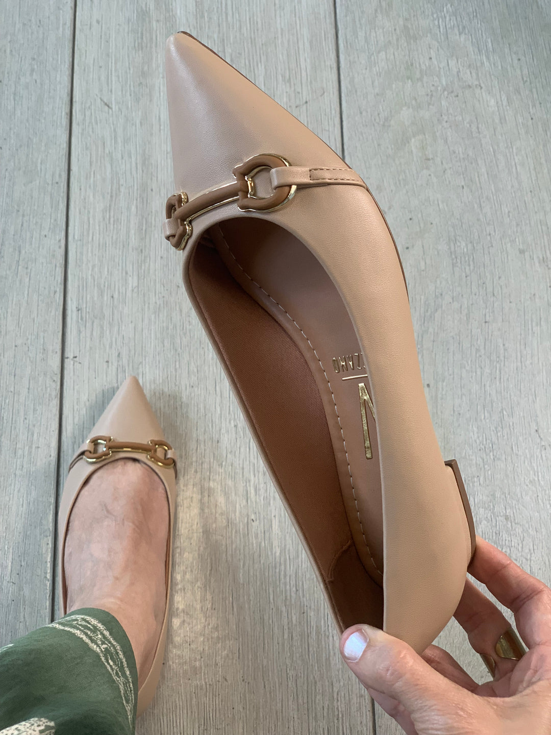 Vizzano Beige/Camel Buckle Flats