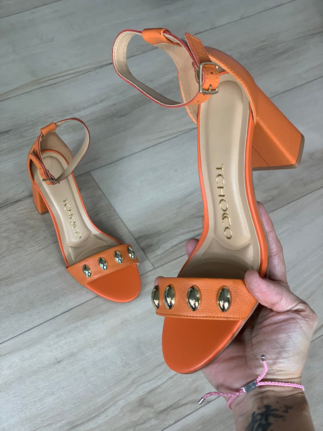 Tchocco Caramel Block Heels Sandals