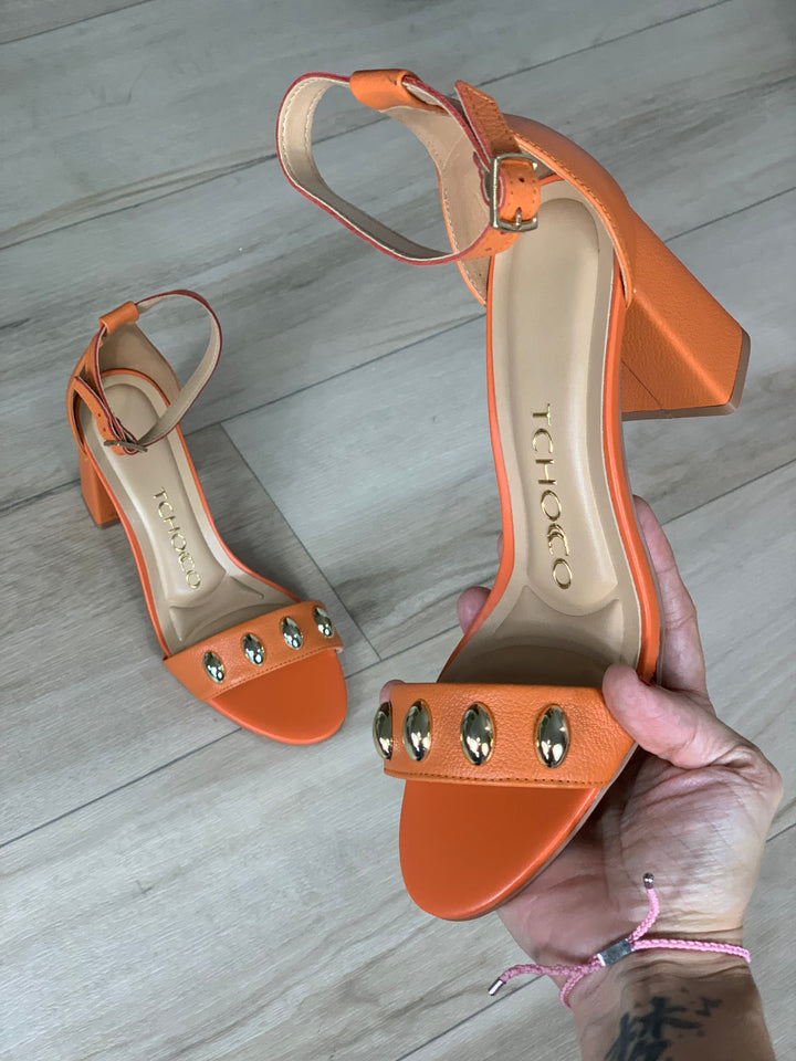 Tchocco Caramel Block Heels Sandals