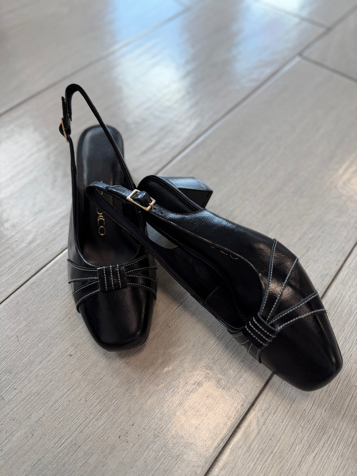 Tchocco Black RT Slingback Block Heels