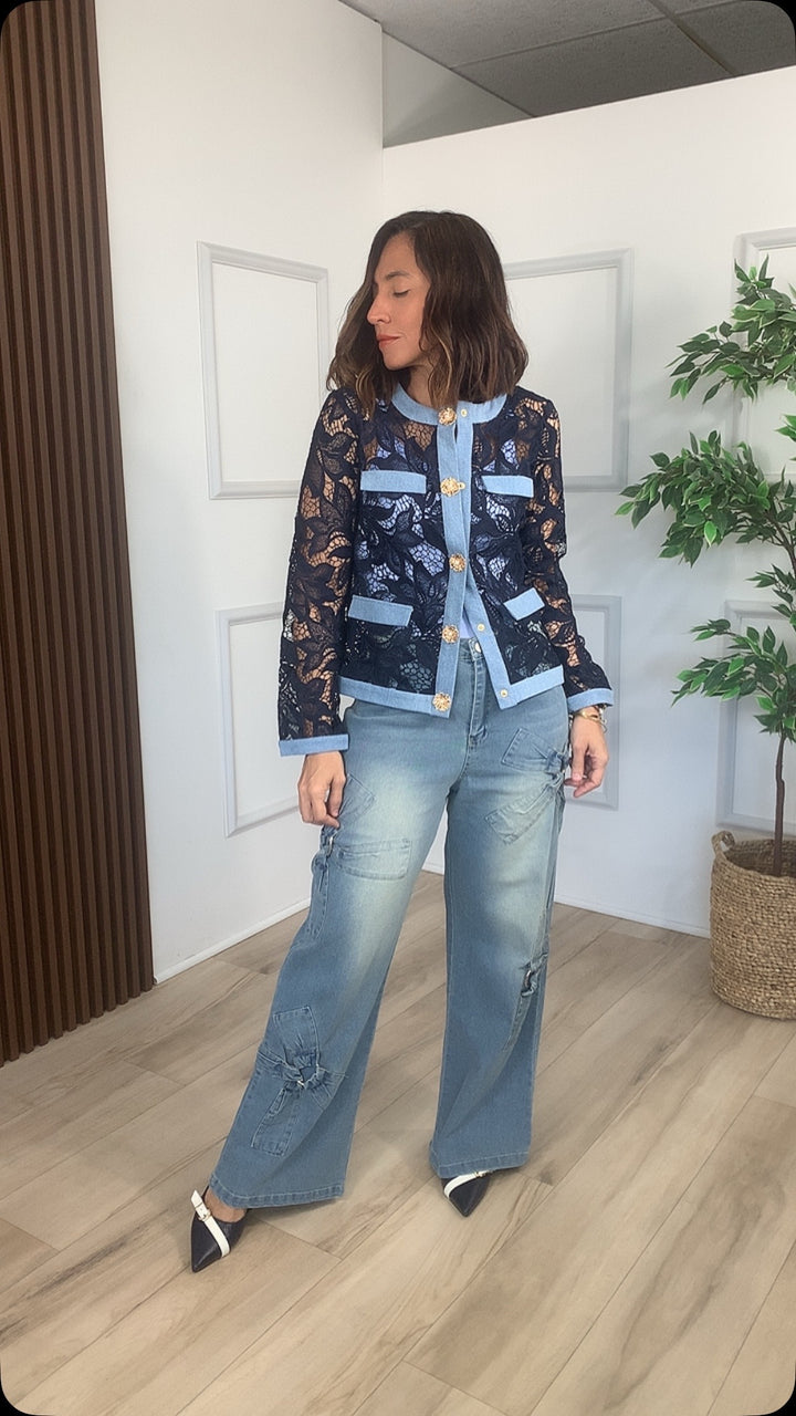 Dicha Navy Denim Jacket