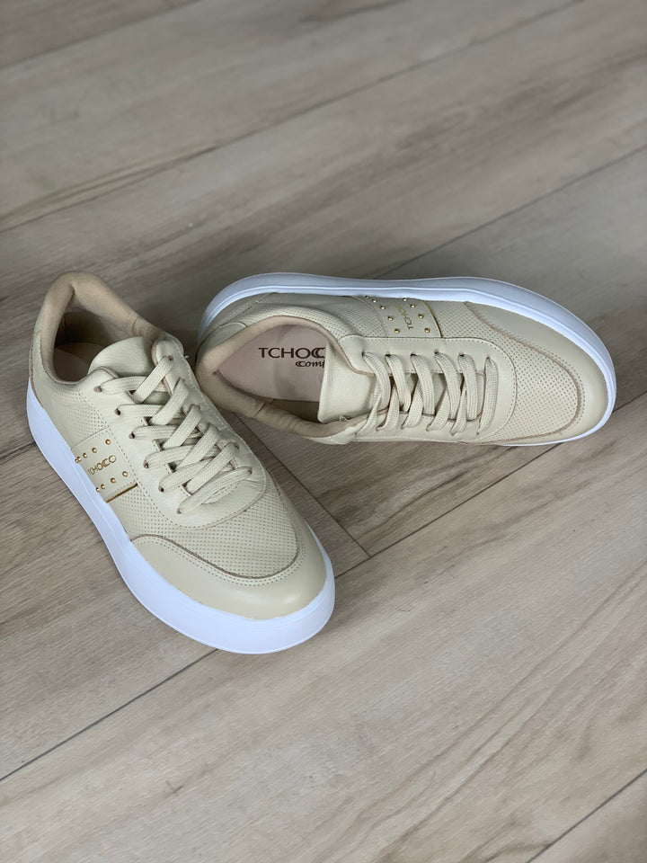 Tchocco Creme Leather Sneakers