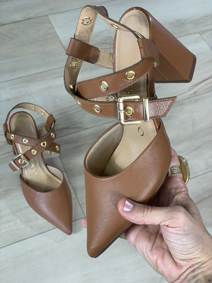 Tchocco 3" Whisky Double Strap Block Heels