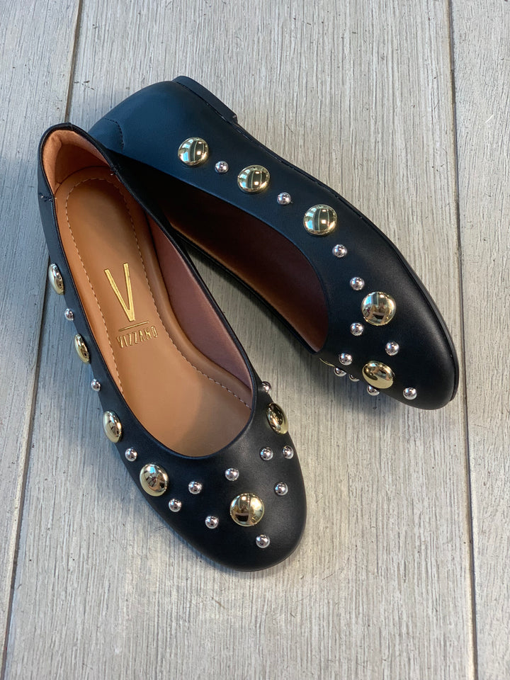 Vizzano Black Studded Flats