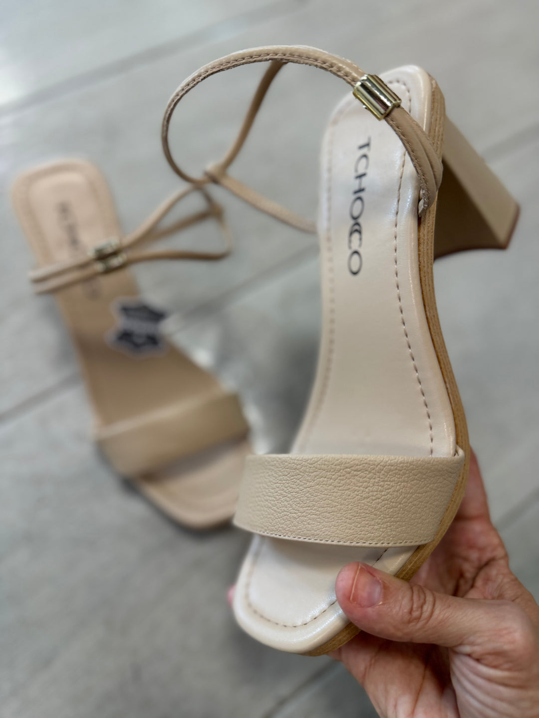 Tchocco Nude Elegant Block Heels Sandals