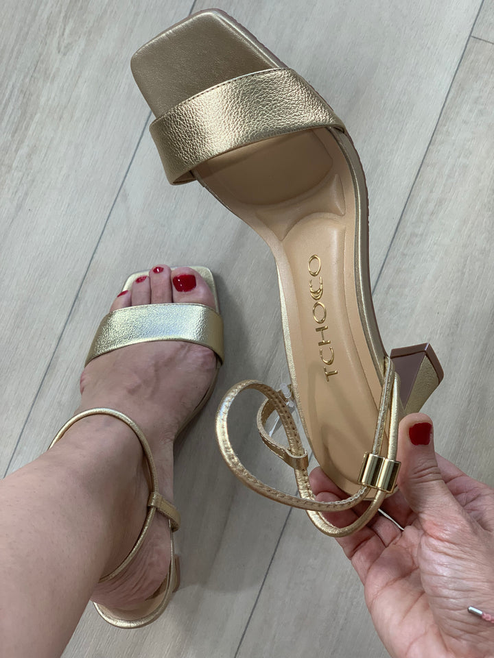 Tchocco Gold/Gold Heels Sandals