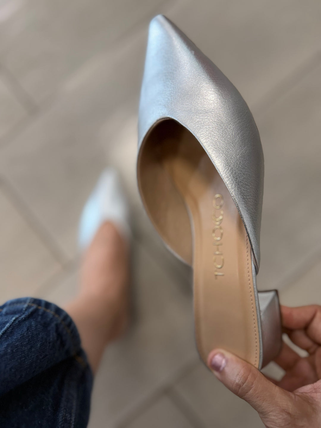 Tchocco Silver Mules