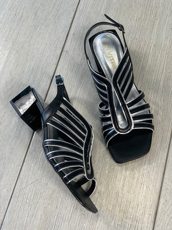 Di Vitrini Veneto Preto Prata Heel Sandals