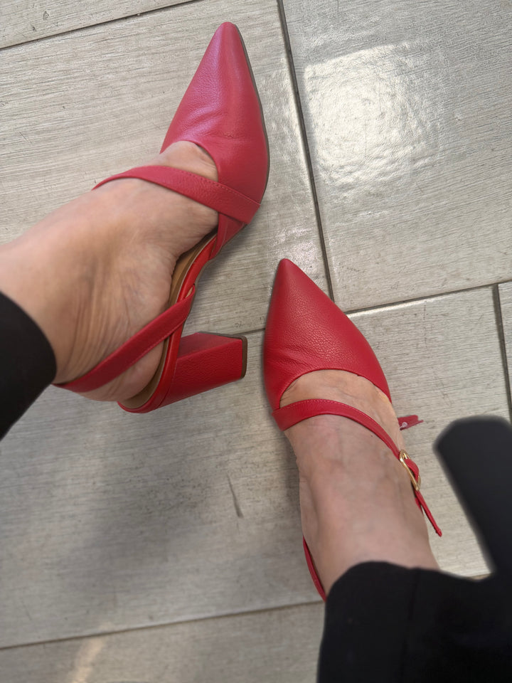 Tchocco 3" Red CC Strap Block Heels