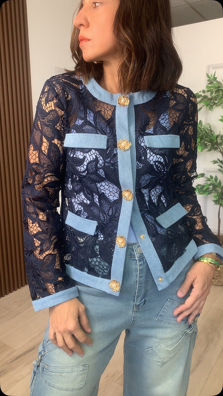 Dicha Navy Denim Jacket