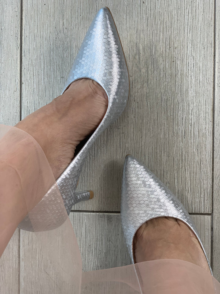 Vizzano Silver Textured Heels