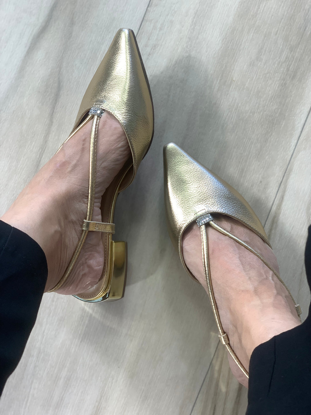 Tchocco Gold Slingback Flats