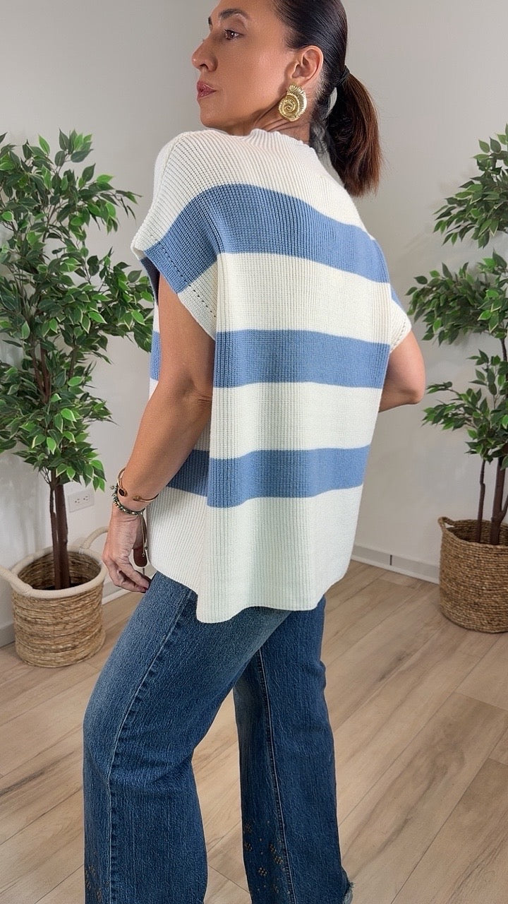 Cruce Blue/OffWhite Top