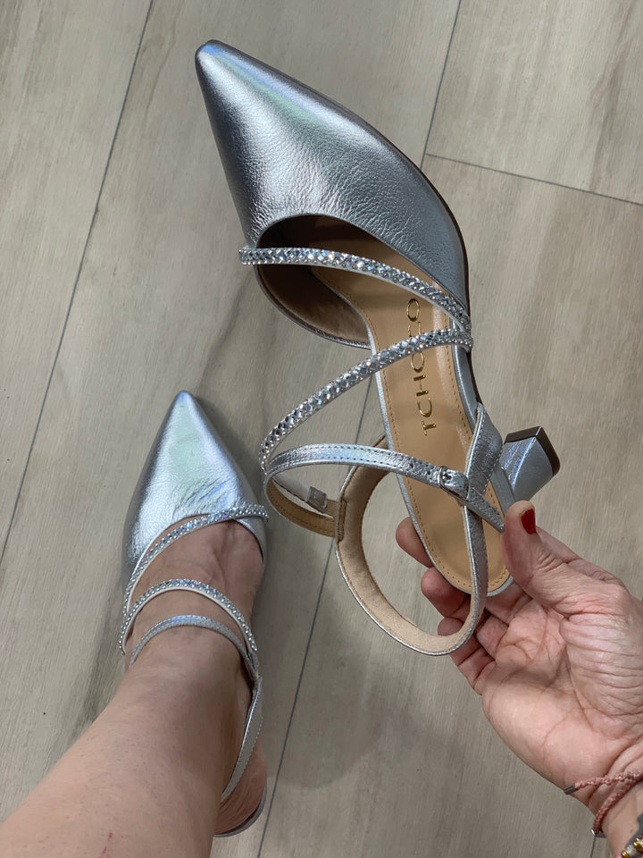 Tchocco Silver Rhinestones Classic Heels