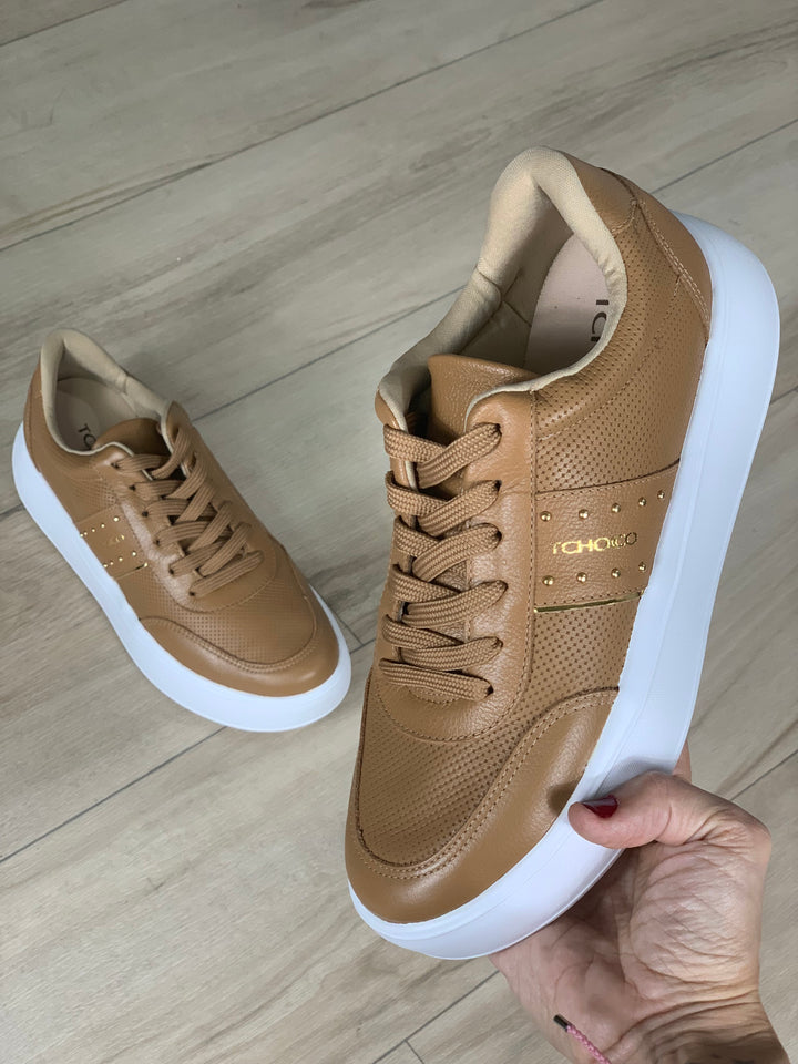 Tchocco Camel Leather Sneakers