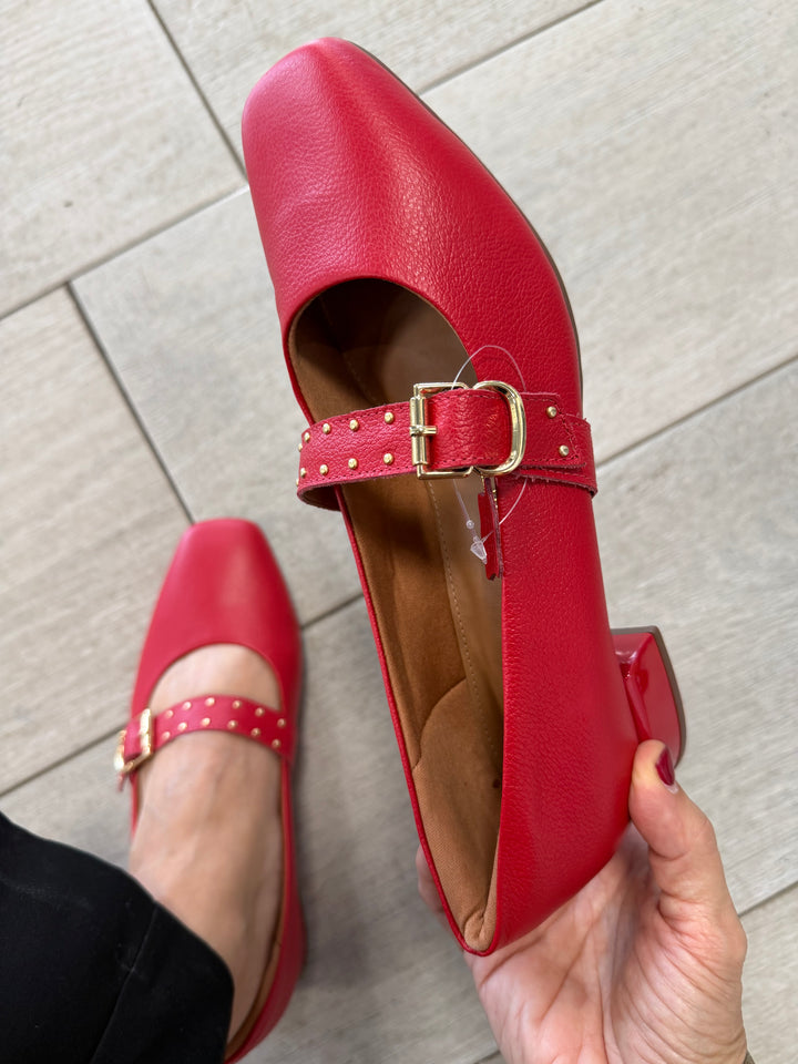 Tchocco Red Buckle Flats