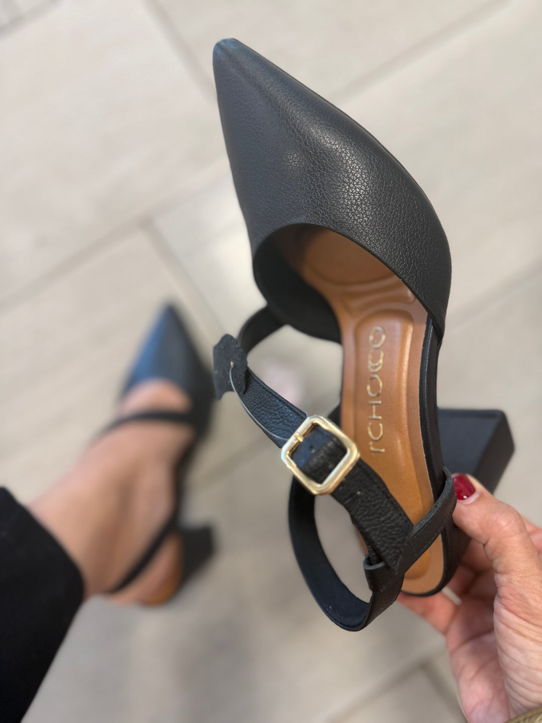 Tchocco 3" Black CC Strap Block Heels