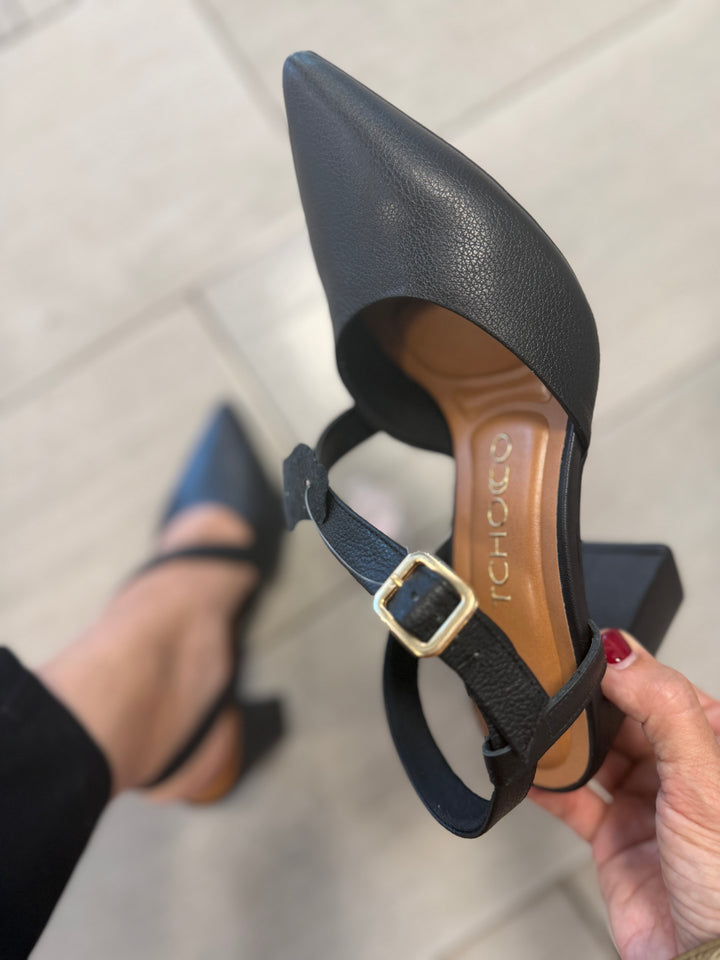 Tchocco 3" Black CC Strap Block Heels