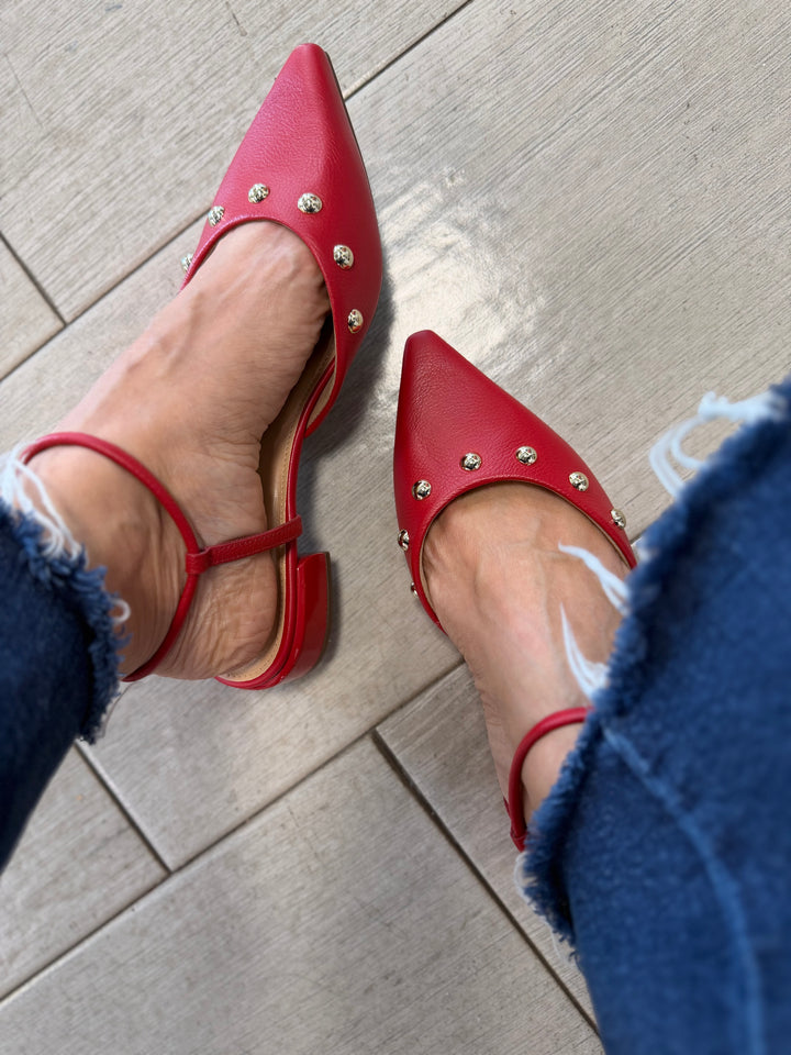 Tchocco Red Studs Mary Janes
