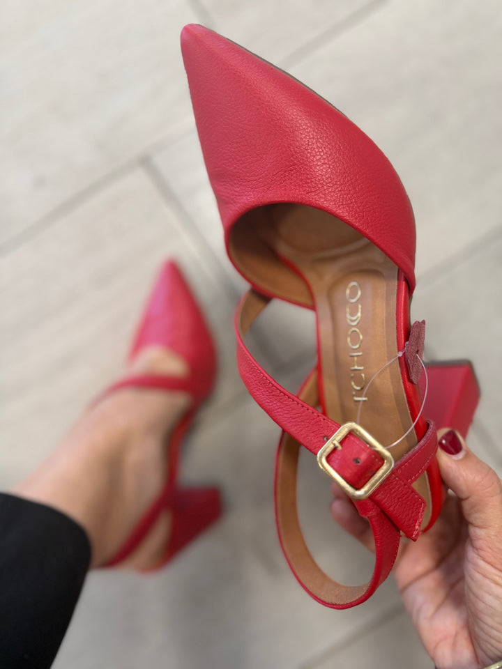 Tchocco 3" Red CC Strap Block Heels
