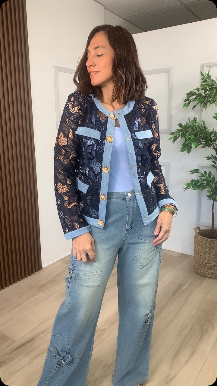 Dicha Navy Denim Jacket