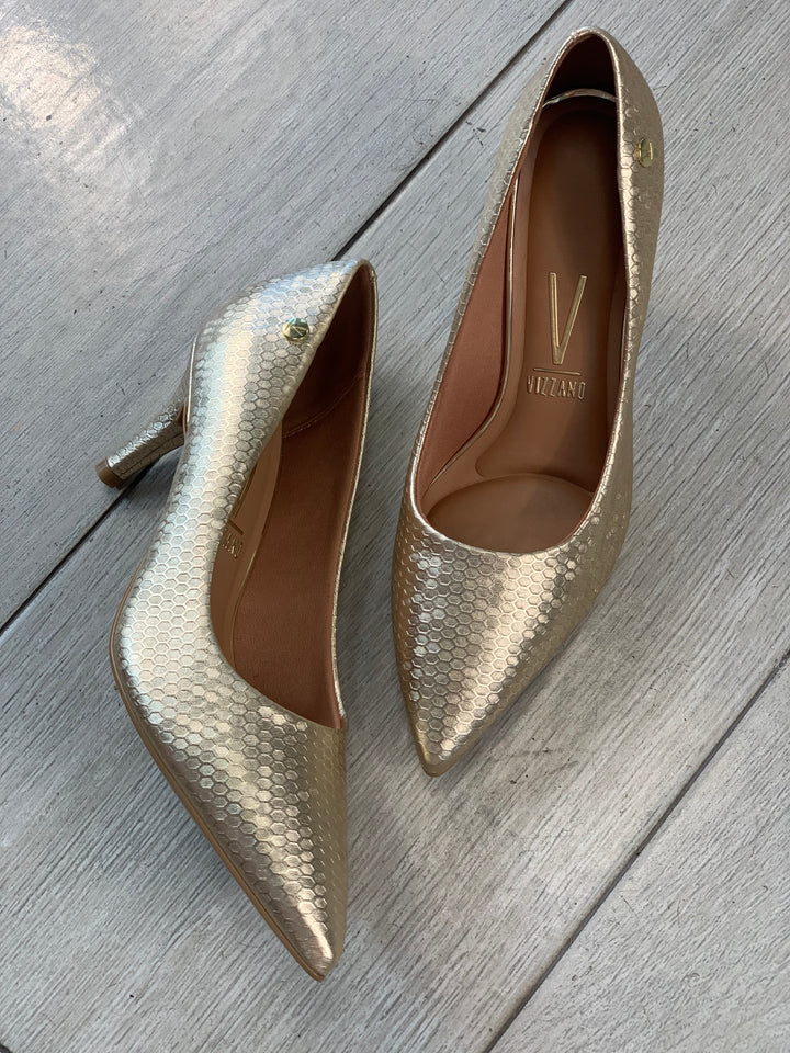 Vizzano Gold Textured Heels