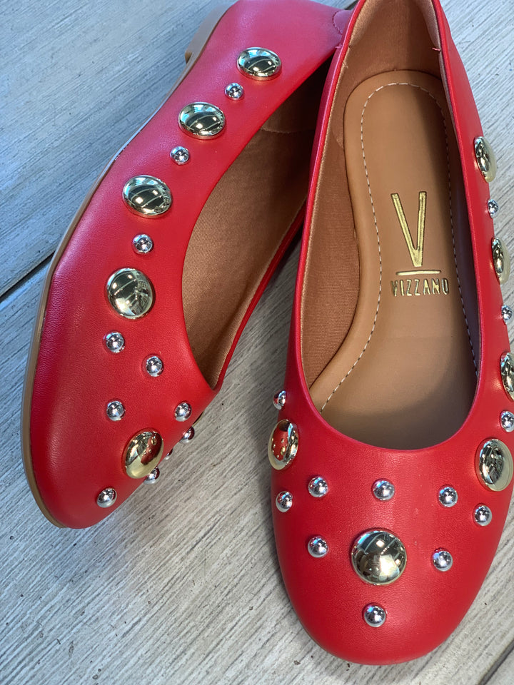 Vizzano Red Studded Flats