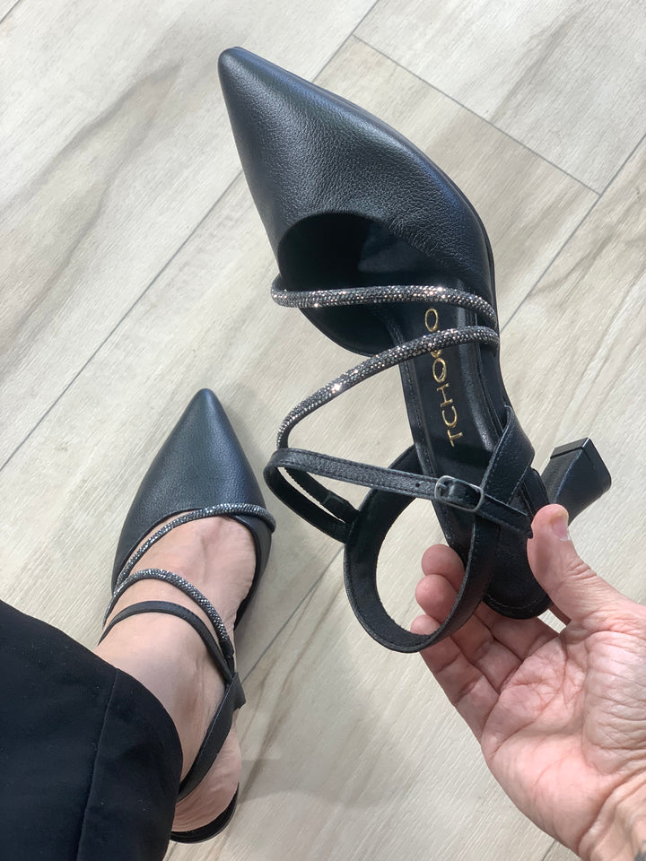 Tchocco Preto Rhinestones Classic Heels