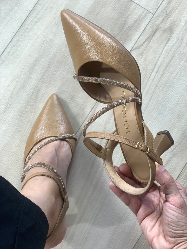 Tchocco Camel Rhinestones Classic Heels
