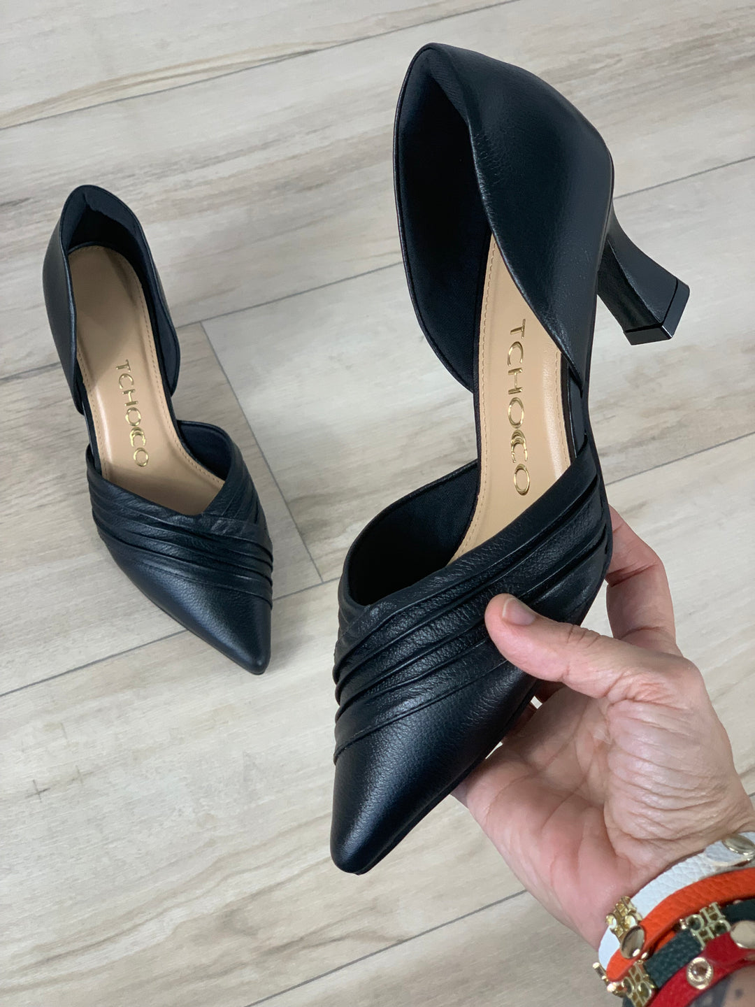 Tchocco Black Draping Classic Open Heels