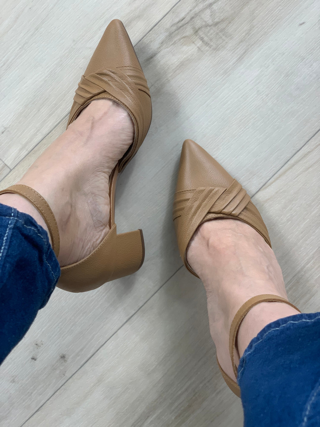 Tchocco Camel Draping Block Heels