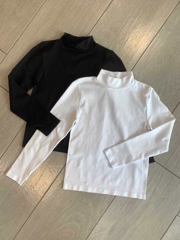 Highneck Smooth Long Sleeve Tops