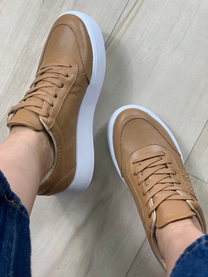 Tchocco Camel Leather Sneakers