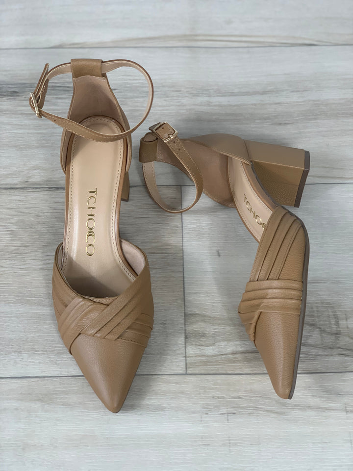 Tchocco Camel Draping Block Heels