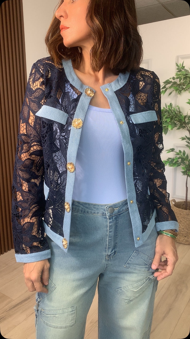 Dicha Navy Denim Jacket