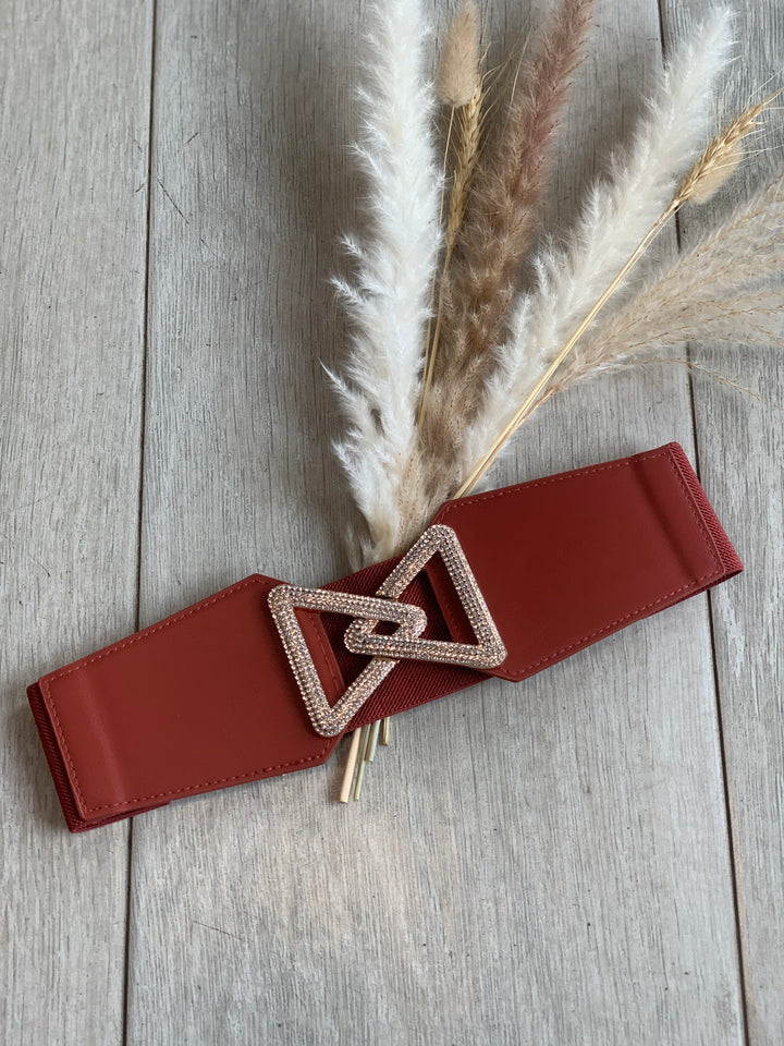 Rust Rhinestone Triangle Belt