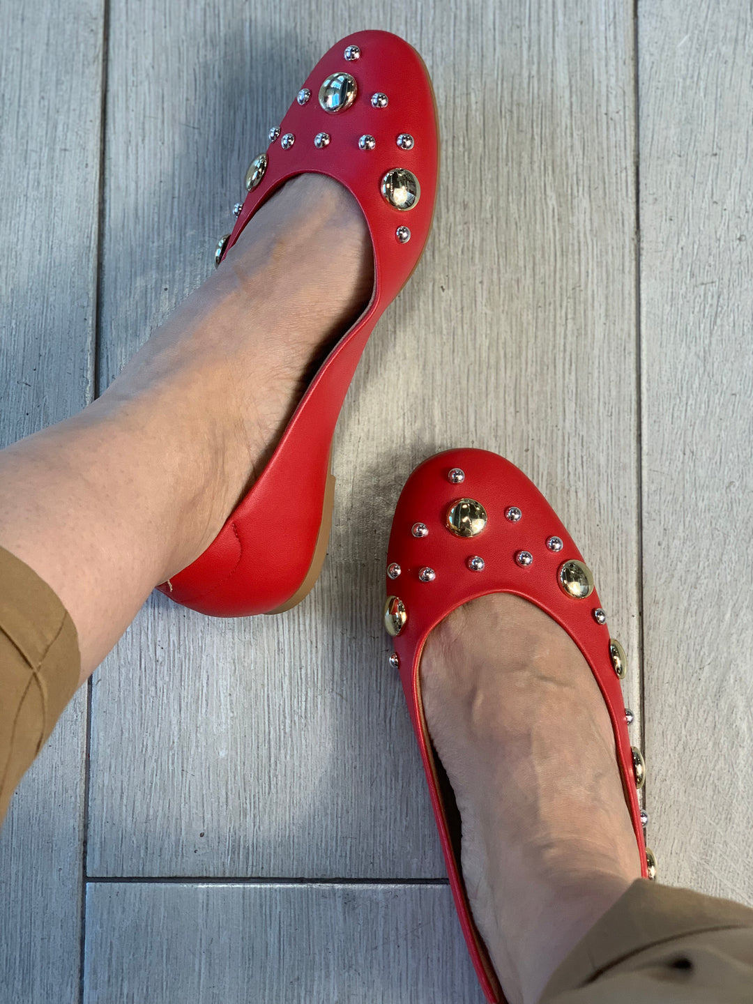 Vizzano Red Studded Flats